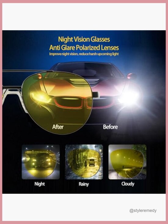 Aviator Night Driving Glasses with Polarized Yellow Lens Anti Glare main image 7